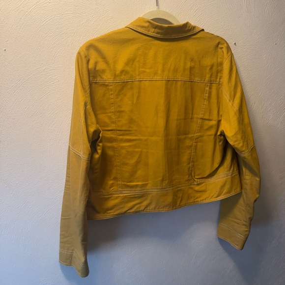 Valfré Mustard Yellow Cropped Jacket Heart Pockets Indie Coquette Y2K Zip Up L - Picture 3 of 7